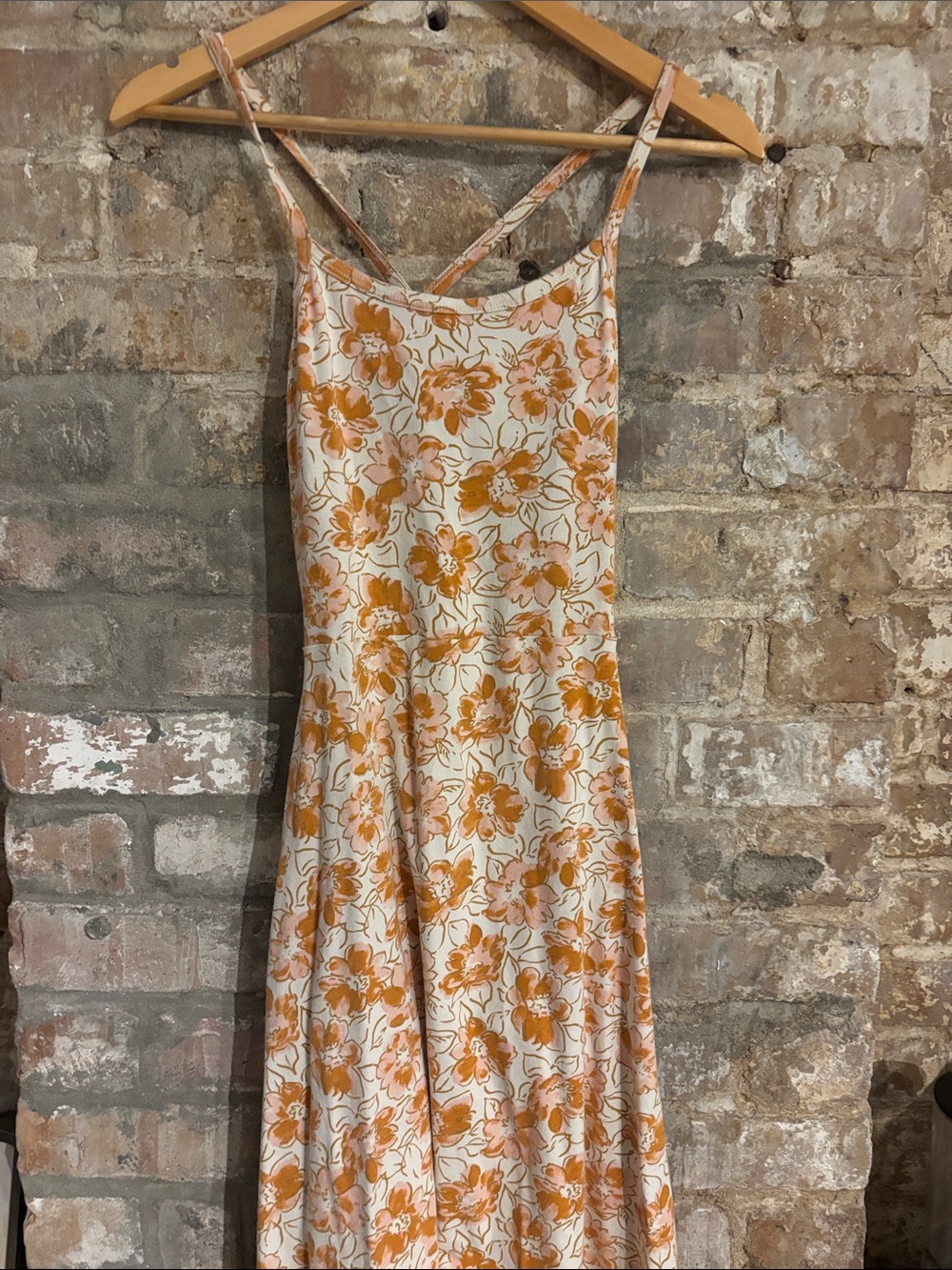 Pact Floral Slip Sundress in Orange and Cream
